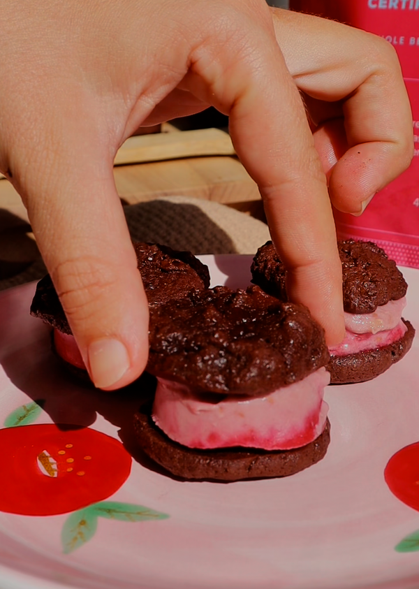 Mini Raspberry Ripple Chocolate Ice Cream Sandwiches