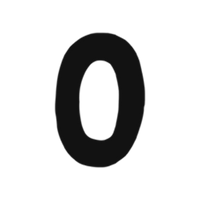 Black number '0' on a white background